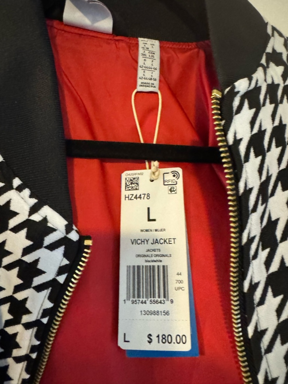 Adidas Originals Black & White Houndstooth Bomber Jacket - Picture 4 of 10